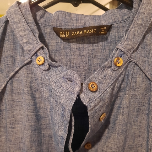 Zara basic size XS chambray tunic dress - Picture 2 of 5